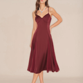 Weinrotes Träger‑Midi‑Kleid im A‑Linien‑Schnitt für festliche Anlässe
